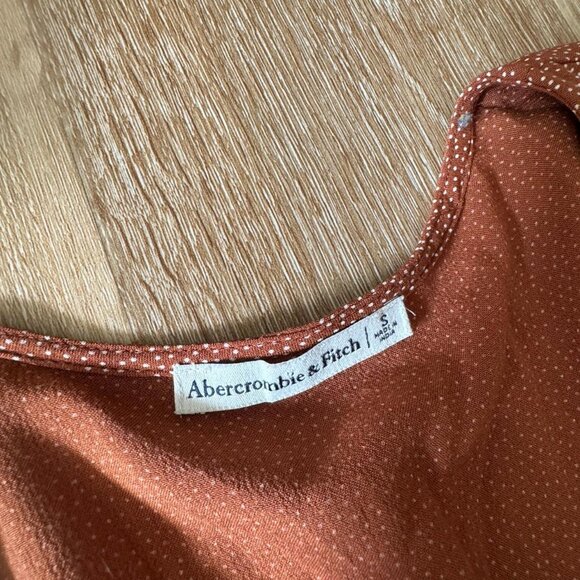 Abercrombie & Fitch Brown Polkadot Ruffle Wrap Dress Size S - Picture 4 of 4